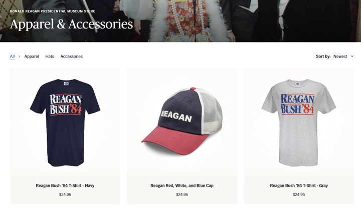[서울=뉴시스] 레이건 재단 홈페이지에서 판매 중인 '레이건·부시 84' 티셔츠 (사진=레이건 재단 홈페이지 캡처) 2025.08.28 *재판매 및 DB 금지