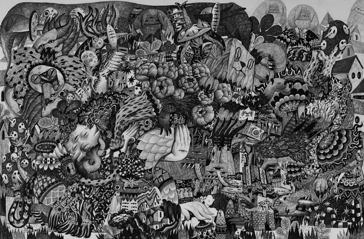 김남헌, 닫힌 낮, 2025, 종이에 샤프, 60.6 × 90.9 cm *재판매 및 DB 금지