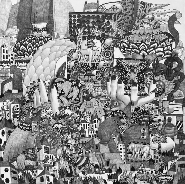 김남헌, 넌 사람이 좀 고답해, 2025, 종이에 샤프, 91.0 × 91.0 cm *재판매 및 DB 금지