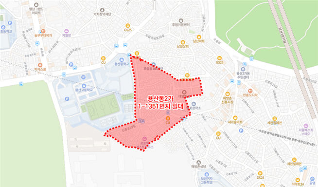 [서울=뉴시스] 위치도(용산동2가 1-1351번지 일대). 2025.08.31. (자료=서울시 제공) *재판매 및 DB 금지