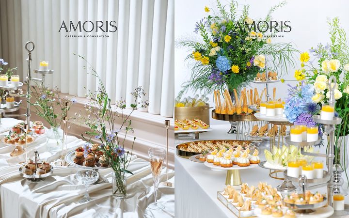 [서울=뉴시스] 아워홈 컨벤션 전문 브랜드 아모리스 케이터링 메뉴와 연출. (사진=아워홈 제공) *재판매 및 DB 금지