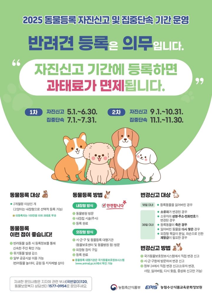 [양산=뉴시스] 2차 동물등록 자진신고 기간 운영 안내문. (사진=양산시 제공) 2025.09.02. photo@newsis.com *재판매 및 DB 금지