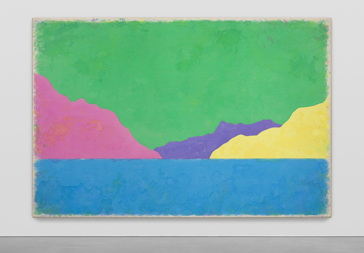 우고 론디노네, 〈dritteraugustzweitausendfünfundzwanzig〉, 2025, watercolor on canvas, artist's frame, 201.9 x 301.6 cm © Ugo Rondinone. Courtesy of the artist and Gladstone *재판매 및 DB 금지