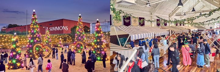 [서울=뉴시스]크리스마스 일루미네이션(왼쪽), 파머스마켓.(사진=시몬스 제공) 2025.09.02. photo@newsis.com *재판매 및 DB 금지