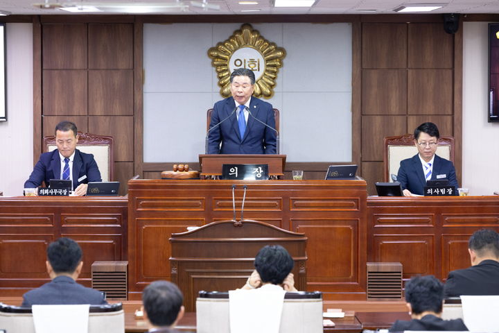 [순천=뉴시스] 순천시의회 본회의장, 강형구 의장. photo@newsis.com *재판매 및 DB 금지