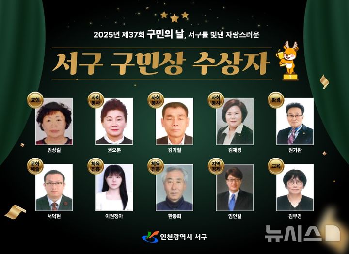 인천 서구를 빛낸 '구민상' 수상자 10명 선정