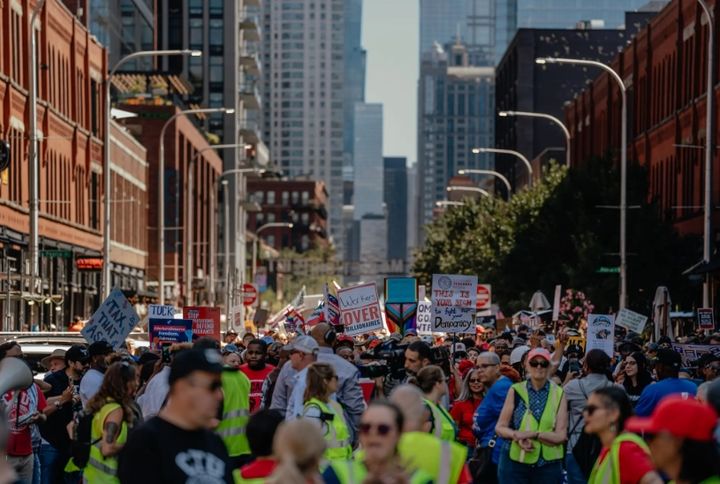 [뉴시스] 미국 전역에서 반트럼프 집회가 열렸다. 2025.09.02. (사진=뉴욕타임스 캡처). *재판매 및 DB 금지