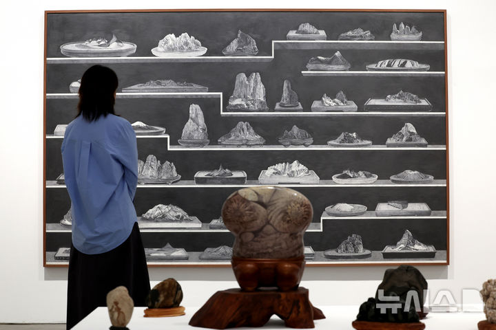 [서울=뉴시스] 박진희 기자 = 국제갤러리 K1에서 열리고 있는 갈라 포라스-김(Gala Porras-Kim) 개인전 '자연 형식을 담는 조건'. 2025.09.02. pak7130@newsis.com