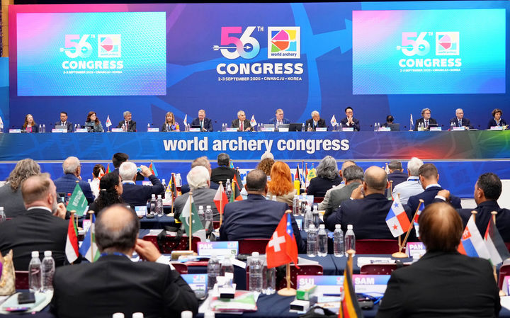 [광주=뉴시스] 2025세계양궁연맹 총회 광주 김대중컨벤션센터에서 개막. (사진=광주시청 제공). photo@newsis.com *재판매 및 DB 금지