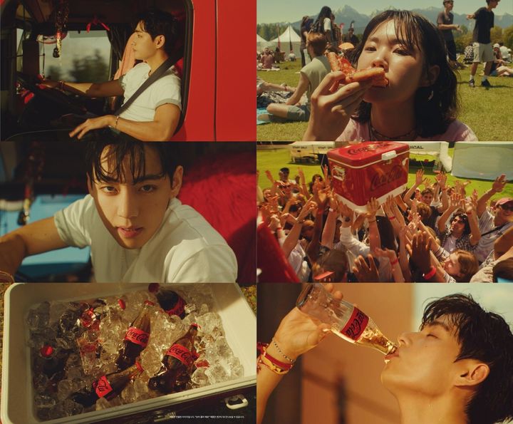 [서울=뉴시스] 코카콜라, 방탄소년단(BTS) 뷔와 함께한 코카-콜라 제로 신규 광고 공개.(사진=한국코카콜라 제공) *재판매 및 DB 금지