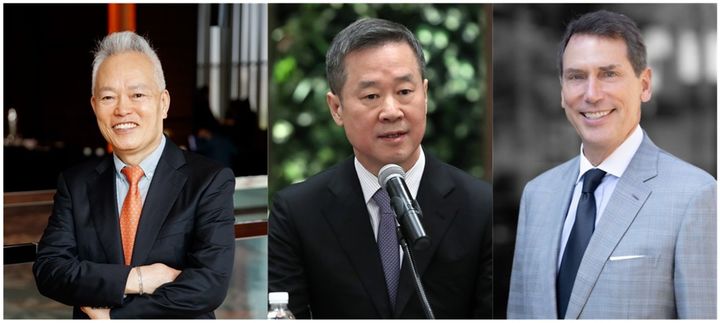 [서울=뉴시스] 글로벌코리아인사이츠(이하 GK인사이츠)가 머니투데이와 함께 4일 서울 소공로 웨스틴조선 서울호텔 1층 그랜드볼룸에서 'GK인사이츠-글로벌코리아포럼'을 개최한다. 사진은 이번 행사에 참가하는 (왼쪽부터) 백용호 GK인사이츠 이사장 겸 머니투데이 상임고문, 홍선근 머니투데이 회장, 네이탄 로젠버그 인시그니엄 공동창업자 겸 대표 모습. (사진=GK인사이츠 제공) 2025.09.03 photo@newsis.com *재판매 및 DB 금지