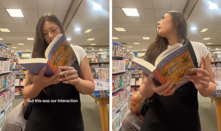 [뉴시스]크라우더의 행각은 지난 2023년 8월 버뱅크의 한 서점에서 촬영된 틱톡 영상으로 처음 알려졌다.(사진 캡쳐=틱톡/@michaela.witter).2025.09.03 *재판매 및 DB 금지