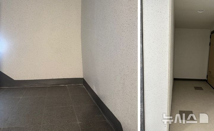 [포항=뉴시스] 안병철 기자 = 경북 포항 힐스테이트 환호공원 아파트에서 복도 벽면이 휘는 등 10만여 건에 달하는 하자가 발생했다.(사진=독자 제공) 2025.09.03. photo@newsis.com