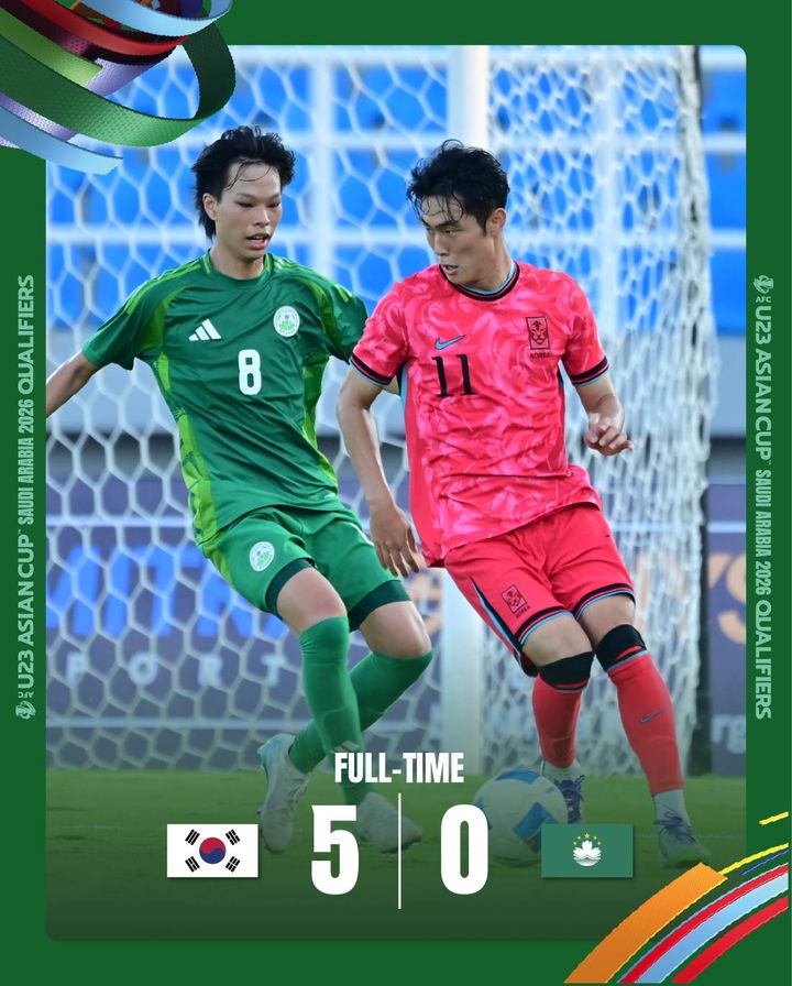 [서울=뉴시스]이민성호, U-23 아시안컵 예선서 마카오 5-0 대파. (사진=AFC 소셜미디어 캡처) 2025.09.03. photo@newsis.com *재판매 및 DB 금지