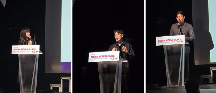 [부산=뉴시스] 2025년 청년 월드클래스 육성 사업에 선정된 김진주씨(왼쪽부터), 양승민씨, 김현준씨. (사진=부산시 제공) 2025.09.04. photo@newsis.com *재판매 및 DB 금지