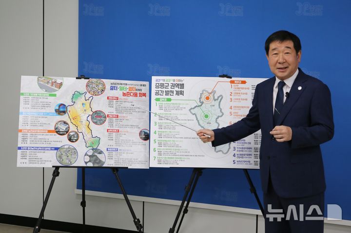 [증평=뉴시스] 서주영 기자 = 이재영 충북 증평군수가 4일 청사 브리핑실에서 증평형 농촌모델에 대한 기자회견을 하고 있다. 2025.09.04. juyeong@newsis.com *재판매 및 DB 금지