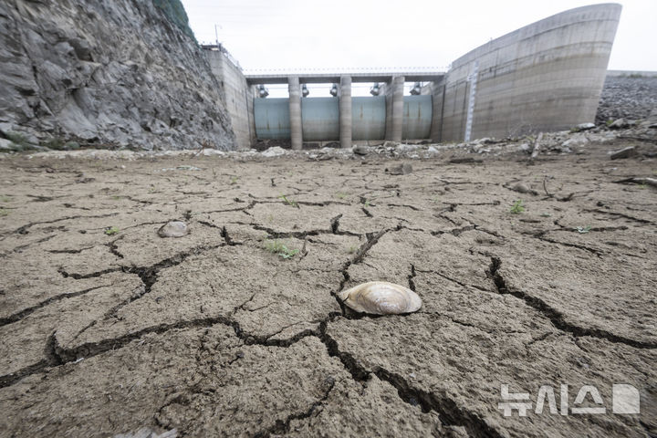 [강릉=뉴시스] 김근수 기자 = 사진은 극심한 가뭄이 계속되던 지난 9월 4일  강원 강릉 오봉저수지 바닥이 갈라져 있는 모습. 2025.09.04. ks@newsis.com