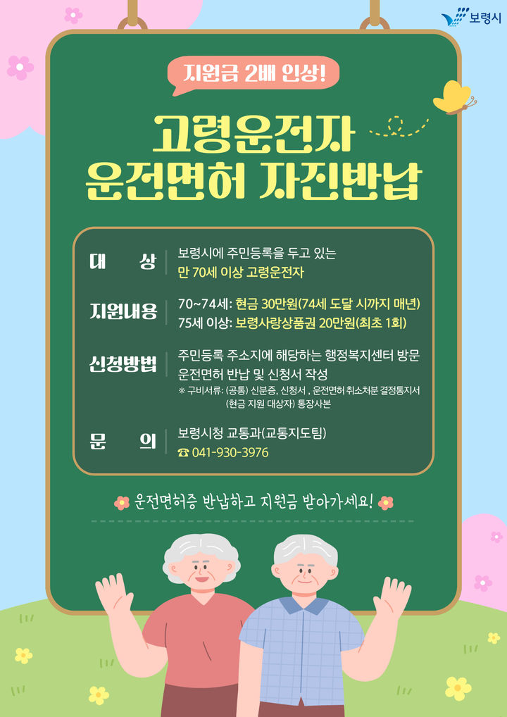 [보령=뉴시스] 보령시 고령자 운전면허 자진반납 홍보 포스터. (사진=보령시청) 2025.09.05. photo@newsis.com *재판매 및 DB 금지