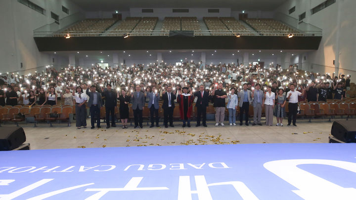 4일 대구가톨릭대학 대강당에서 2025학년도 2학기 외국인 유학생 입학식이 진행됐다. *재판매 및 DB 금지