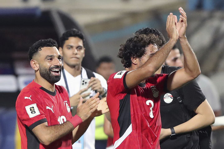[카이로=AP/뉴시스] 이집트 남자 축구 대표팀의 모하메드 살라. 2025.09.05.