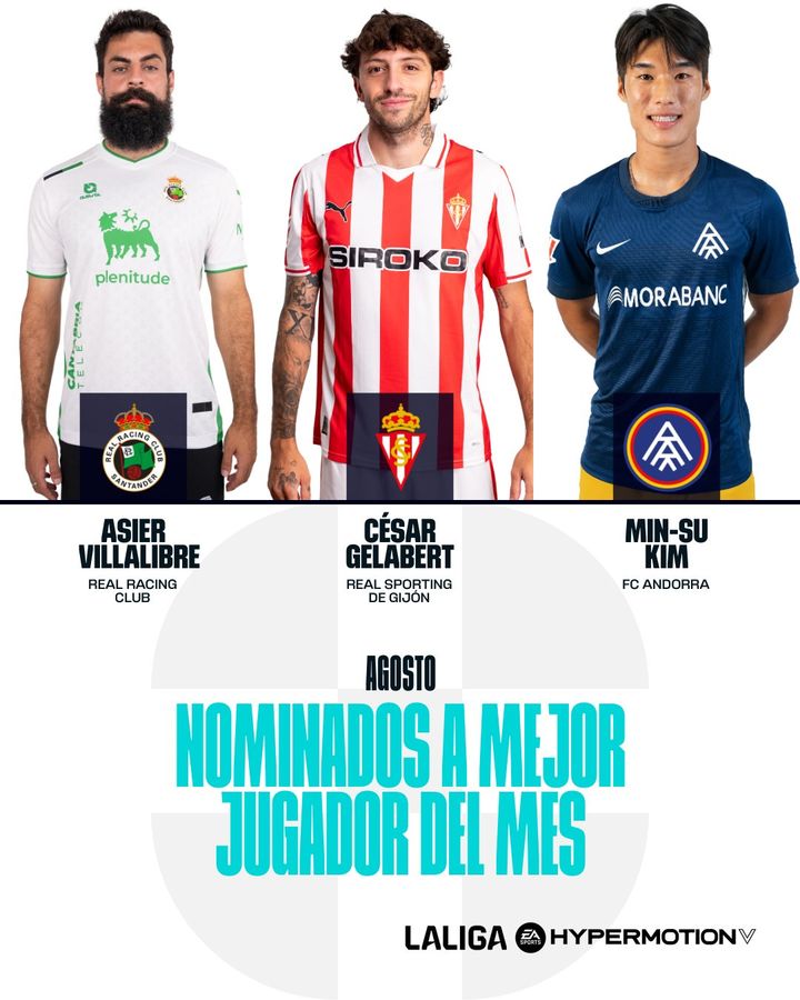 [서울=뉴시스] 스페인 프로축구 라리가2(2부 리그) 안도라의 김민수, 리그 8월 이달의 선수 후보 지명. (사진=라리가2 SNS 캡처) 2025.09.06. photo@newsis.com *재판매 및 DB 금지