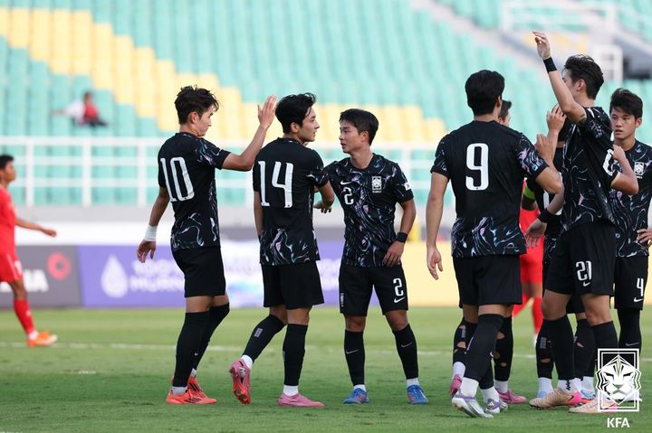 [서울=뉴시스] 한국 22세 이하(U-22) 남자 축구대표팀. (사진=대한축구협회 제공) *재판매 및 DB 금지