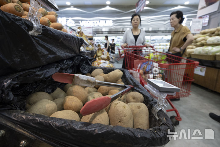 [서울=뉴시스] 김근수 기자 = 강원 지역 가뭄이 계속되던 지난해 9월 서울 시내의 한 대형마트 매대에 감자가 놓여 있다. 2025.09.07. ks@newsis.com