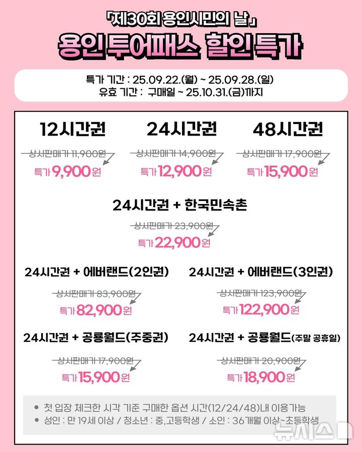 [용인=뉴시스]경기 ;용인시민의 날 기념 용인투어패스 할인 행사. (사진=용인시 제공) 2025.09.08. photo@newsis.com*재판매 및 DB금지