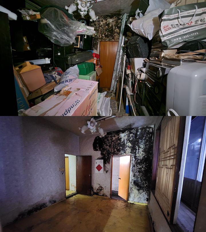 [대구=뉴시스] 대구 남구는 저장 강박으로 수년간 폐기물을 수집한 세대에 주거환경 개선 사업을 시행했다. 폐기물 청소 전, 후 모습. (사진=대구 남구 제공) 2025.09.08. photo@newsis.com *재판매 및 DB 금지