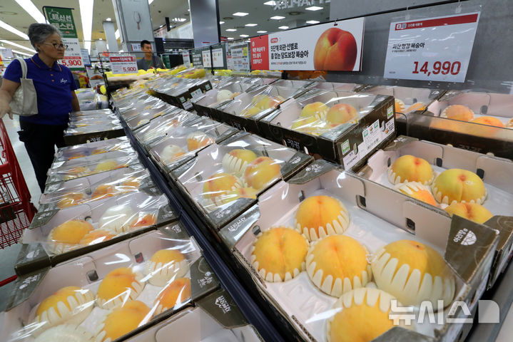 [서울=뉴시스] 김혜진 기자 = 송미령 농림축산식품부 장관이 다가오는 추석을 맞아 농축산물 수급 안정에 총력을 다하고 역대 최대 규모의 성수품을 공급할 것이라고 밝힌 8일 서울 시내 한 대형마트에서 시민이 장을 보고 있다. 2025.09.08. jini@newsis.com