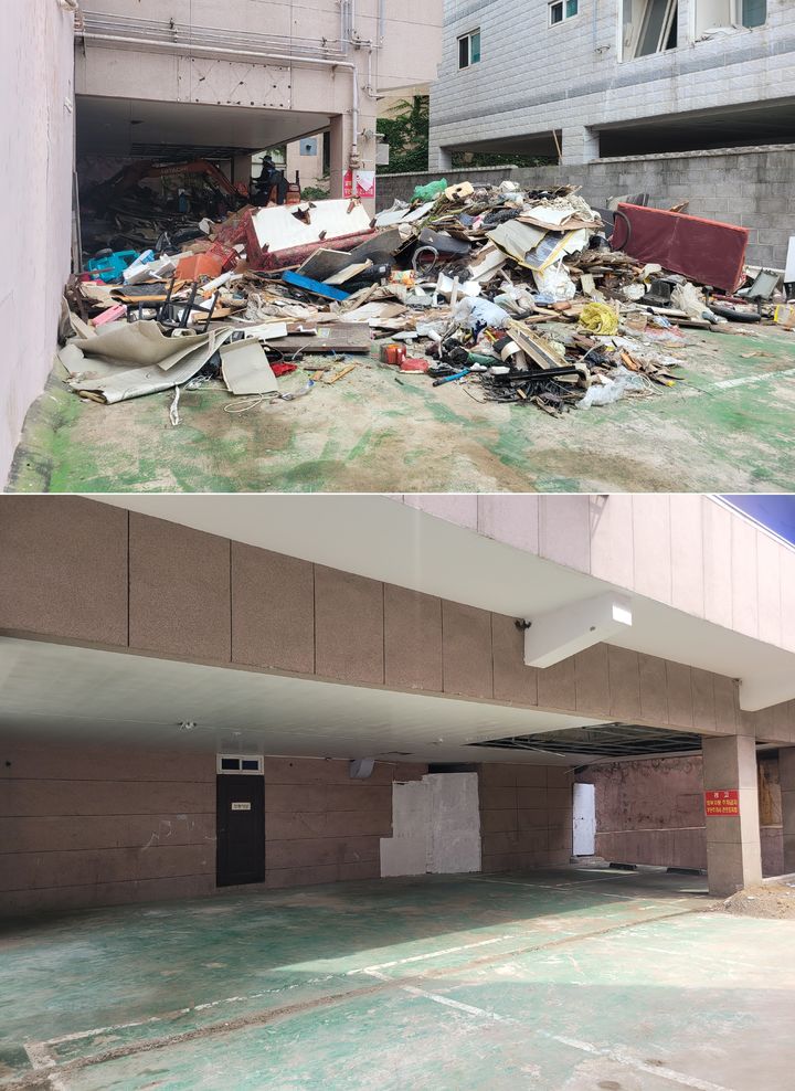 [울산=뉴시스] 박수지 기자 = 울산 동구 전하동 300-19번지 일원 정비 전(위)·후. (사진=울산 동구 제공) 2025.09.09. photo@newsis.com *재판매 및 DB 금지