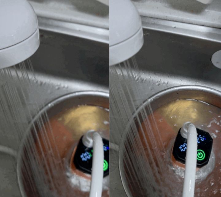 [뉴시스] 8일 극심한 가뭄을 겪고 있는 강원 강릉의 한 시민이 캠핑용 샤워기 인증 영상을 올렸다. (사진=강릉 맘카페 갈무리) *재판매 및 DB 금지