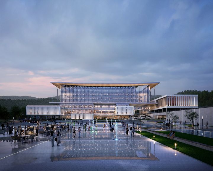 [서산=뉴시스] 2030년 상반기 개청을 목표로 하고 있는 충남 서산시 신청사 설계공모 당선작 ㈜종합건축사사무소 건원 컨소시엄 ‘타임 스케이프 서산’. (사진=서산시 제공) 2025.09.10. photo@newsis.com *재판매 및 DB 금지