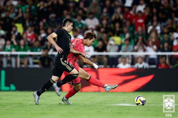 [서울=뉴시스]홍명보호 공격수 오현규. (사진=대한축구협회 제공)