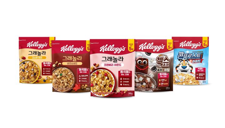 [서울=뉴시스] 농심켈로그 주요 시리얼 제품. (사진=농심켈로그 제공) *재판매 및 DB 금지