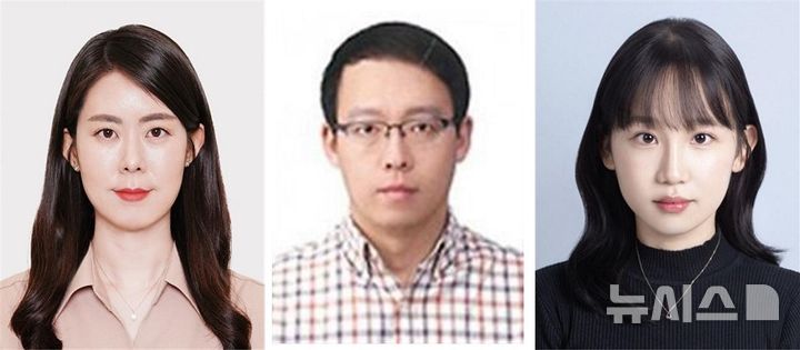 [창원=뉴시스]고성능 산화 마그네슘 방열 소재 개발 연구팀. 왼쪽부터 한국재료연구원 나노재료연구본부 차현애 선임연구원(교신저자), 국립금오공과대학교 조경훈 교수(교신저자), 하수진 박사과정 학생연구원(제1저자). (사진=한국재료연구원 제공) 2025.09.11. photo@newsis.com