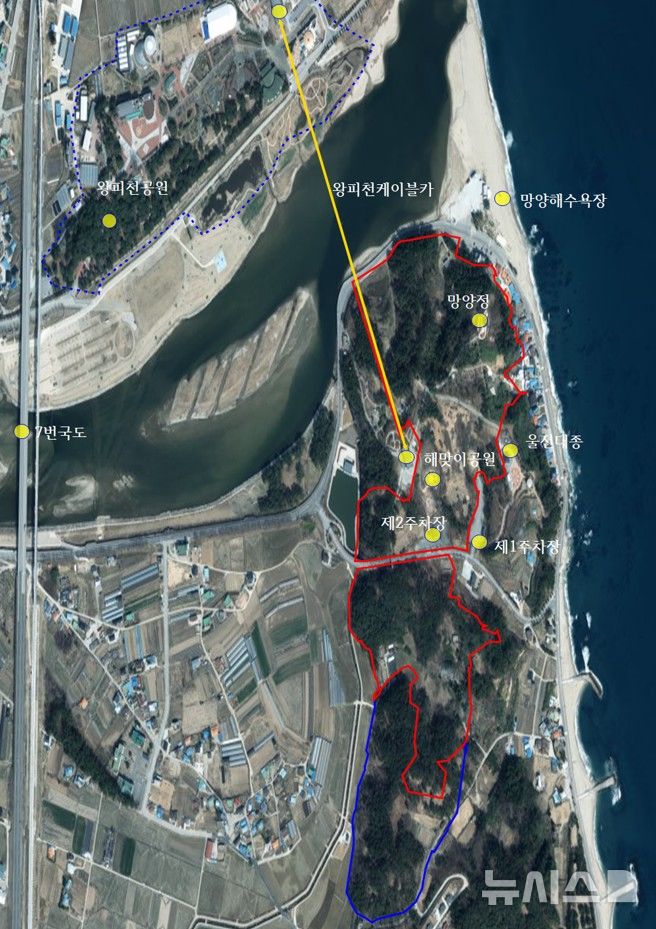 [울진=뉴시스] 송종욱 기자 = 경북 울진군이 관광객 1000만 시대를 준비하면서 근남면 산포리와 매화면 오산리 일원 152만㎡에 호텔과 골프장을 조성한다. 사진은 사업 대상지. (사진=울진군 제공) 2025.09.11. photo@newsis.com