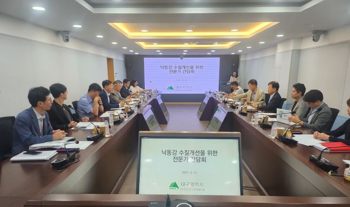 [대구=뉴시스]대구시가 11일 오전 시청 산격청사 영상회의실에서 시 관계자와 물전문가들이 참석한 가운데 낙동강 수질개선 방안을 모색하기 위한 전문가 간담회를 개최하고 있다(사진=대구시 제공) 2025.09.11 photo@newsis.com *재판매 및 DB 금지