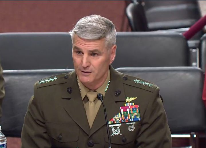 [서울=뉴시스] 크리스토퍼 마호니 미군 합동참모본부 차장 후보자가 11일(현지 시각) 미 연방 상원 군사위원회 인사청문회에서 발언하고 있다.(출처: 미 상원 군사위 홈페이지) 2025.09.12. *재판매 및 DB 금지