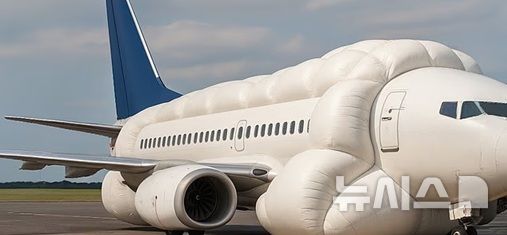 [뉴시스]단 2초 만에 비행기 기수, 동체 하부, 꼬리에서 에어백이 터져 거대한 보호막을 만든다. 