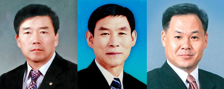 [괴산=뉴시스] 32회 괴산군민대상 수상자. (왼쪽부터 강흥수씨, 이석록씨, 신동진씨) (사진= 괴산군 제공) 2025.09.12. photo@newsis.com *재판매 및 DB 금지