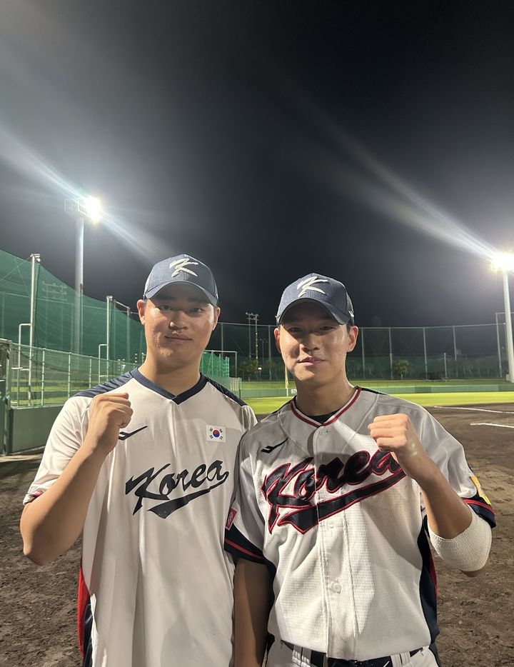 U-18 야구대표팀 박준성(왼쪽)과 박한결. (사진=대한야구소프트볼협회 제공). 2025.09.13. *재판매 및 DB 금지