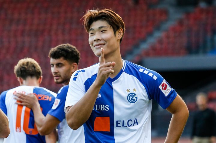 [서울=뉴시스] 스위스 프로축구 슈퍼리그 그라스호퍼 클럽 취리히의 이영준. (사진=그라스호퍼 SNS 캡처) 2025.09.15. photo@newsis.com *재판매 및 DB 금지