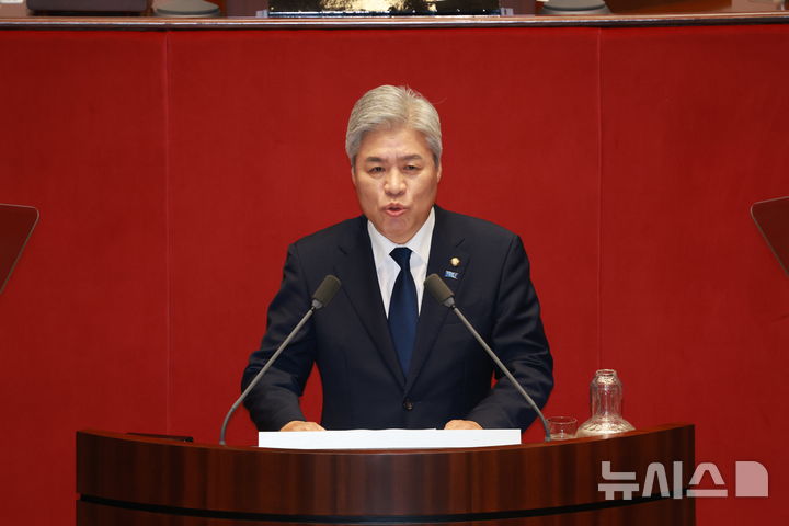 [서울=뉴시스] 고승민 기자 = 서왕진 조국혁신당 원내대표가 15일 서울 여의도 국회에서 열린 제429회 국회(정기회) 제5차 본회의에서 비교섭단체 연설을 하고 있다. 2025.09.15. kkssmm99@newsis.com