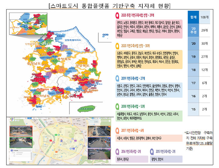 [서울=뉴시스] 지도는 스마트도시 통합플랫폼 기반 구축 지자체 현황. 2025.09.16. (사진=국토교통부 제공) photo@newsis.com *재판매 및 DB 금지