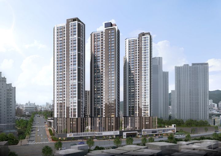 [서울=뉴시스] 현대건설이 부산 부산진구 가야동에 조성하는 '힐스테이트 가야' 1단지 투시도. 2025.09.16. (자료=현대건설 제공) photo@newsis.com *재판매 및 DB 금지