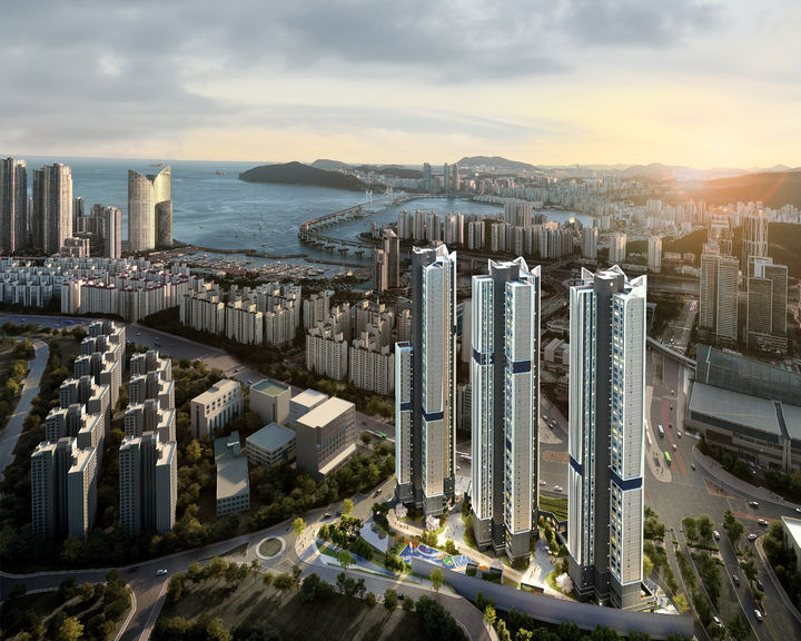 [부산=뉴시스] 19일 모델하우스 오픈과 함께 분양에 들어가는 부산 우동 2구역의 '베뉴브 해운대' 조감도(사진=베뉴스 해운대 제공) 2025.09.16. photo@newsis.com *재판매 및 DB 금지