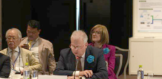 [서울=뉴시스] 켄 라미레즈 현대차그룹 에너지&수소사업본부 부사장이 15일 일본 오사카 힐튼호텔에서 열린 제7차 수소장관 에너지회의에서 발언하는 모습. (사진=현대차그룹) 2025.09.17 photo@newsis.com *재판매 및 DB 금지&nbsp;&nbsp; *재판매 및 DB 금지