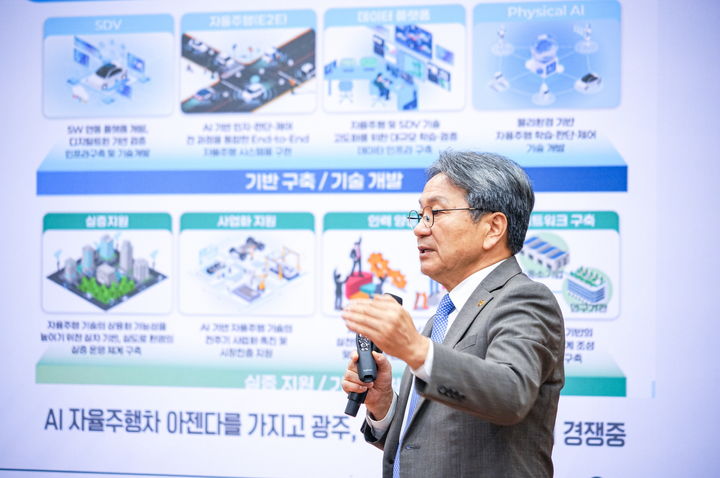 [광주=뉴시스] 송창헌 기자 =강기정 광주시장이 17일 서울 여의도 국회의원회관 제1소회의실에서 열린 AI 모빌리티 신도시 구상 국회 정책토론회에 참석해 '광주 미래 모빌리티 특화도시 조성'을 주제로 발표를 하고 있다. (사진=광주시 제공) 2025.09.17 photo@newsis.com *재판매 및 DB 금지