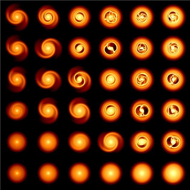 [대전=뉴시스] KISTI-서울대 공동연구팀이 초고속 고병렬 자체중력 계산 기술을 개발했다. 사진은 개발기술을 실제 천체 현상에 적용해 중심별이 만들어지고 난 뒤에 어떻게 행성이 만들어지고 진화해 가는지를 보기 위한 실험 예시.(사진=KISTI 제공) *재판매 및 DB 금지